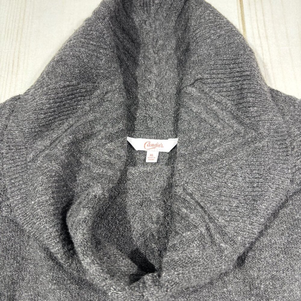 NEW Candies Junior's XL Sweater Dress Long Tunic Cowl Gray Skiing Winter NWT - Picture 6 of 16